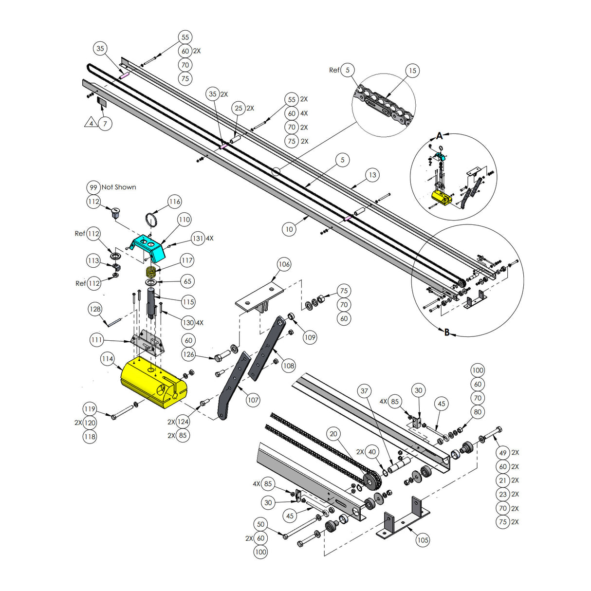 Doorking 1150-228 Rail Assembly, parts diagram