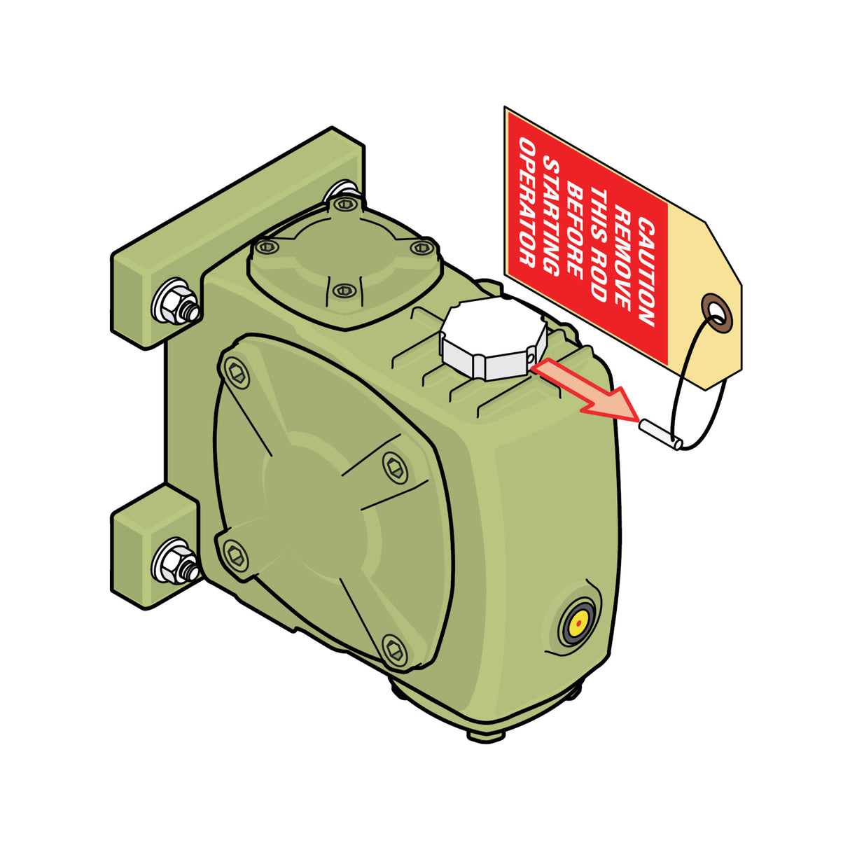 Doorking 1601-027 Replacement Gearbox, with warning tag