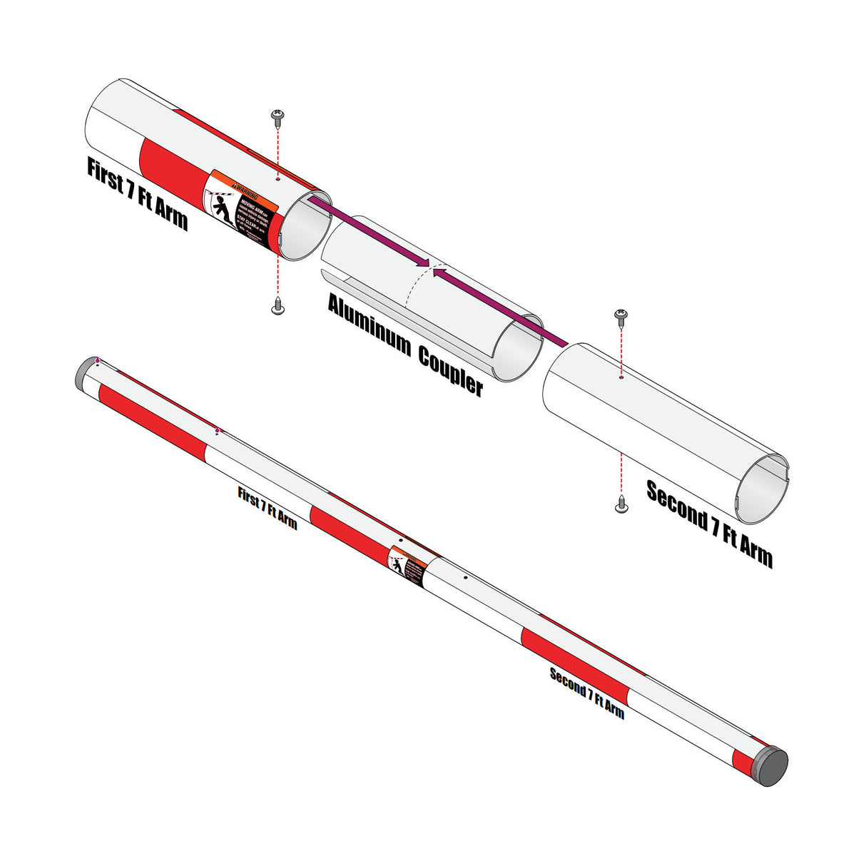 Doorking 1601-524 Aluminum Arm, full assembly