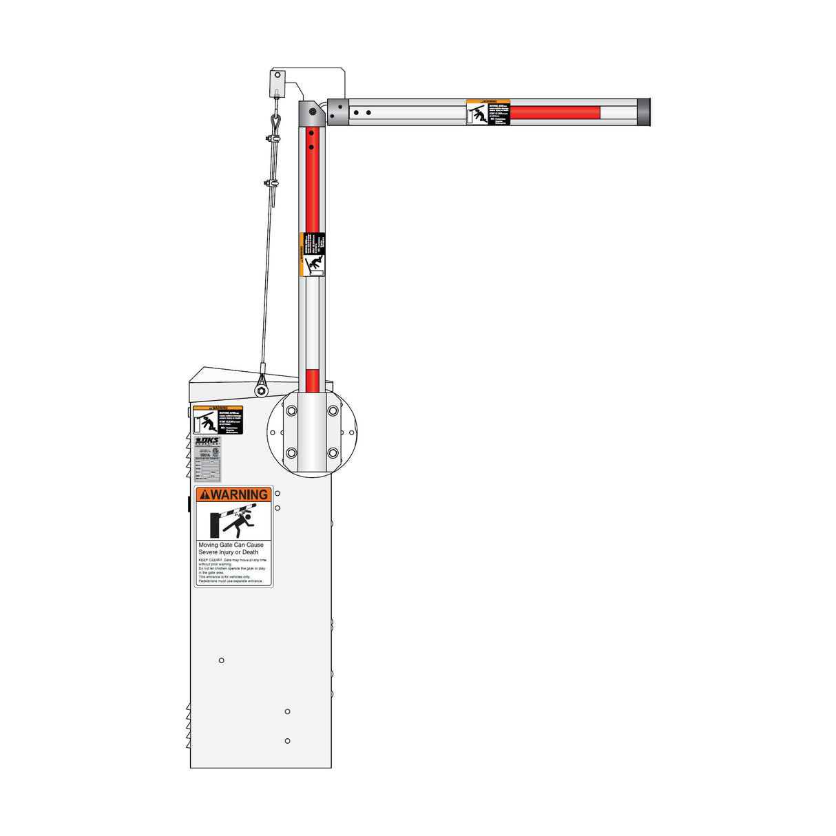 Doorking 1601-610 Folding Aluminum Round Arm 14 Ft, shown installed
