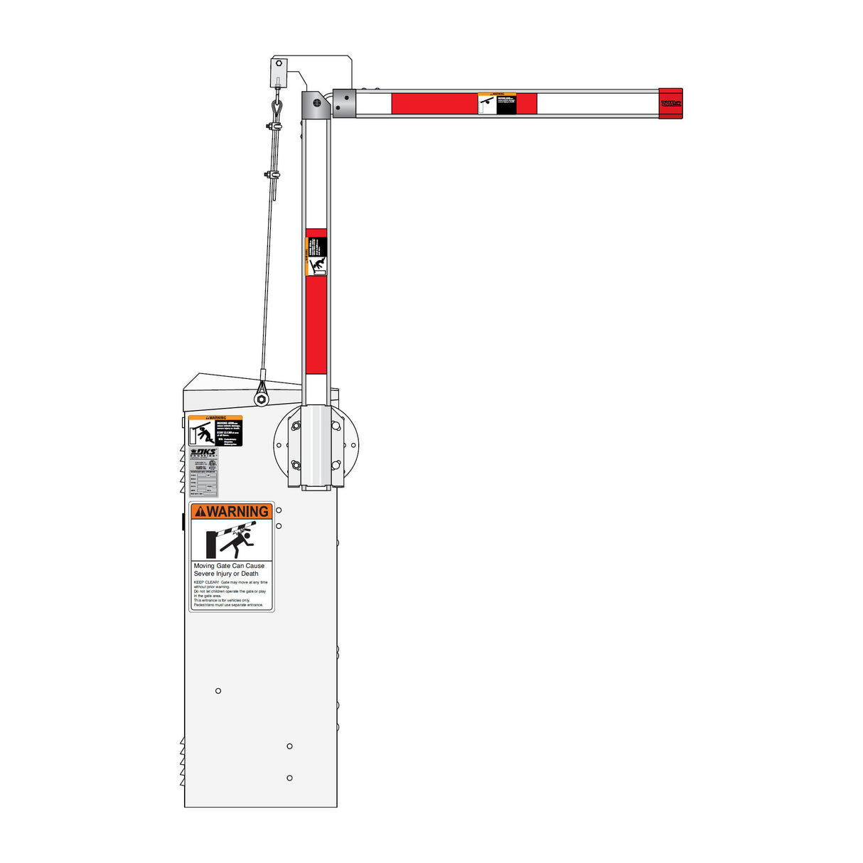 Doorking 1601-812 Folding Aluminum Octagonal Arm Kit 12ft, shown installed