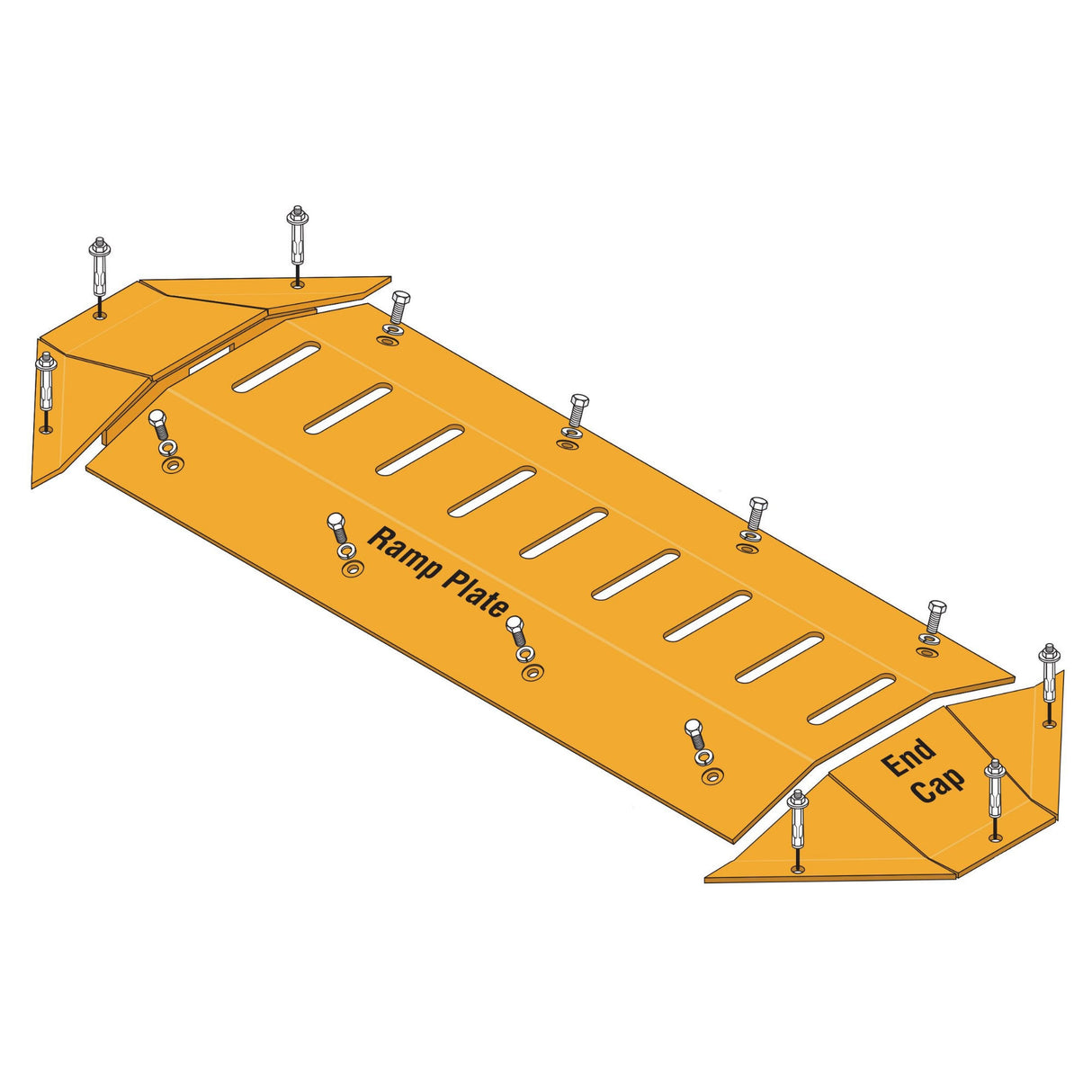 DKS 1610-088, 3ft Surface-Mounted Traffic Spikes With 2 End Caps