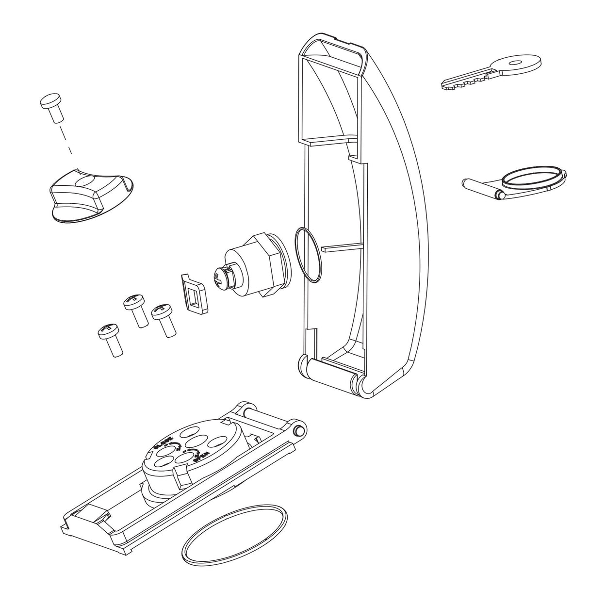 FAAC 4185045 Locking Cap Kit illustration showing all parts included