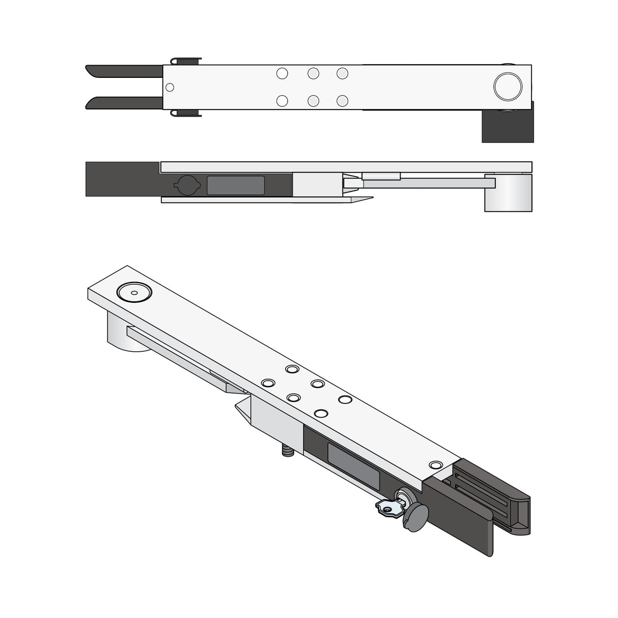 Doorking 6400-152 Crank Lock Assembly Kit, shown from all angles
