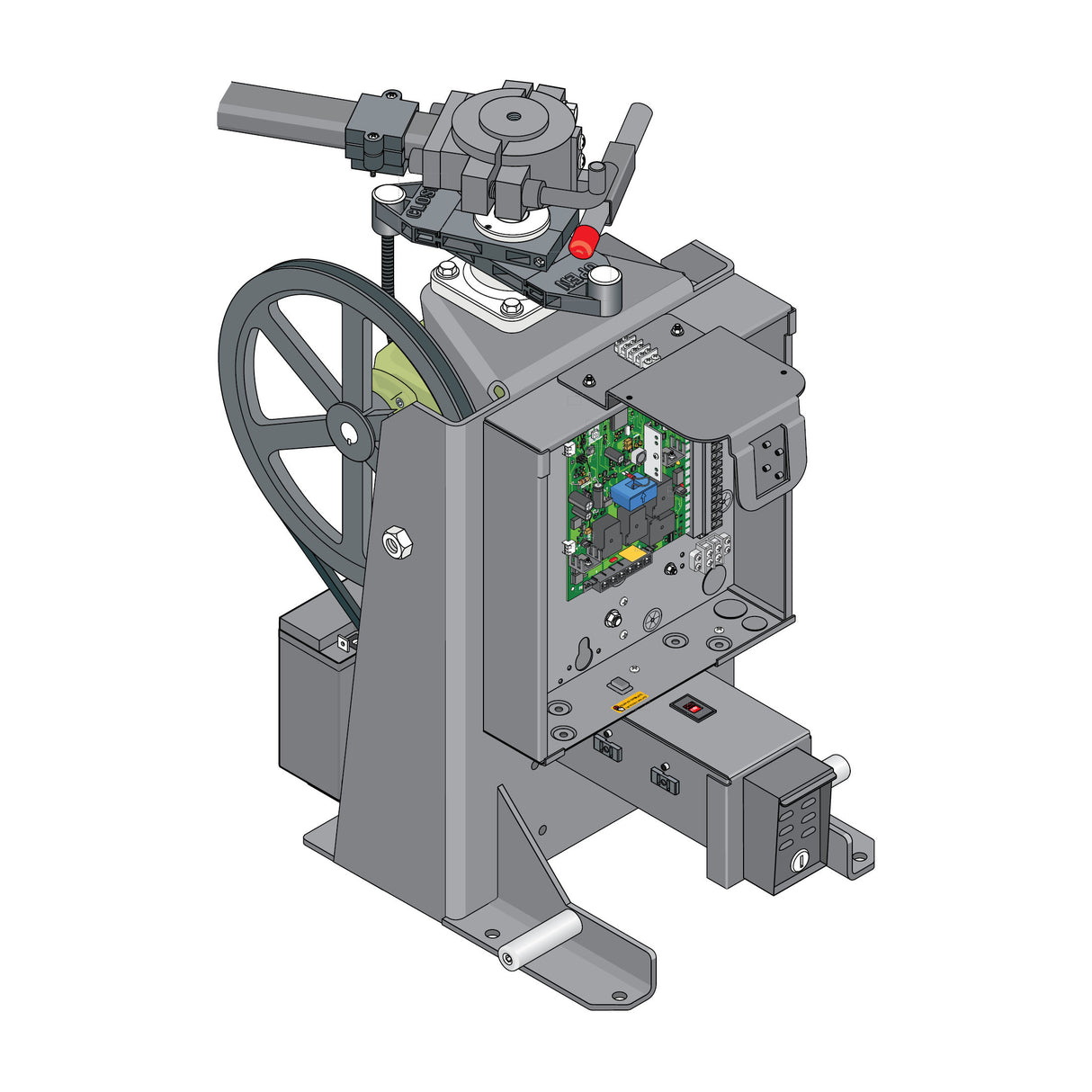 Doorking 6524 Swing Gate Opener, without cover showing chassis and inner parts
