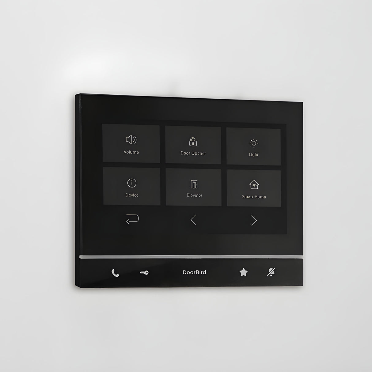 DoorBird A1103 WiFi IP Video Indoor Station, Black Edition mounted on a wall | Elitegates.net