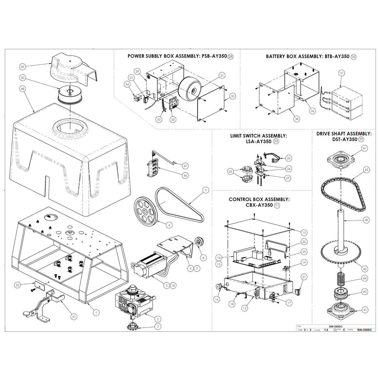 All-O-Matic SW-350DC Repair Parts Diagram | Elitegates.net