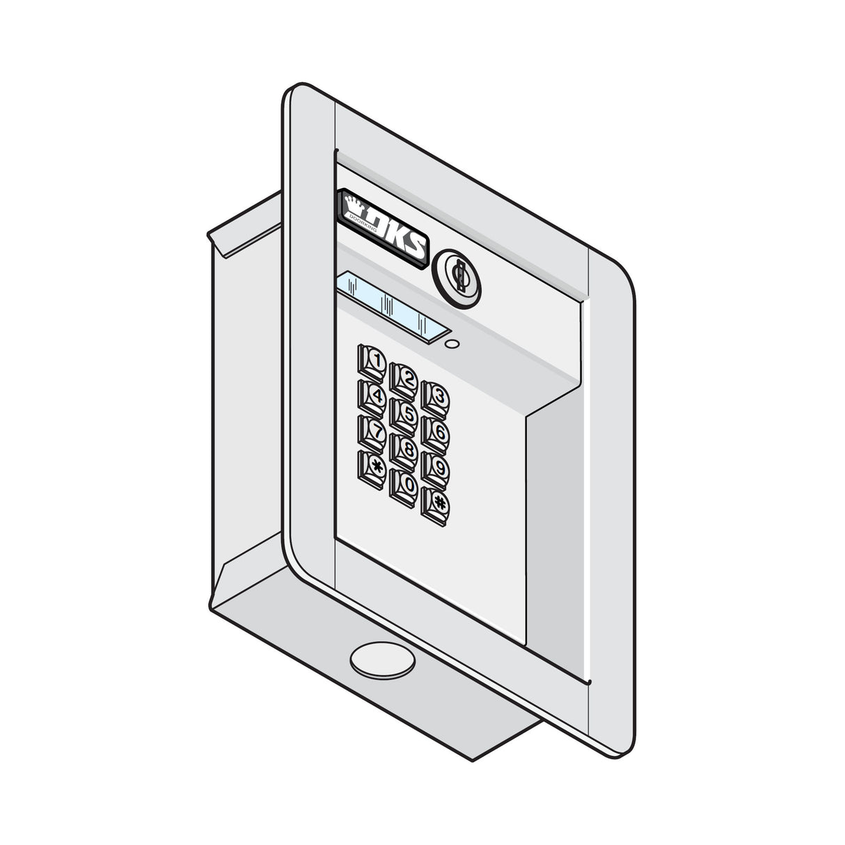 DoorKing 1513-082 Flush-Mount RS-485 Gate Keypad, view from bottom Illustration