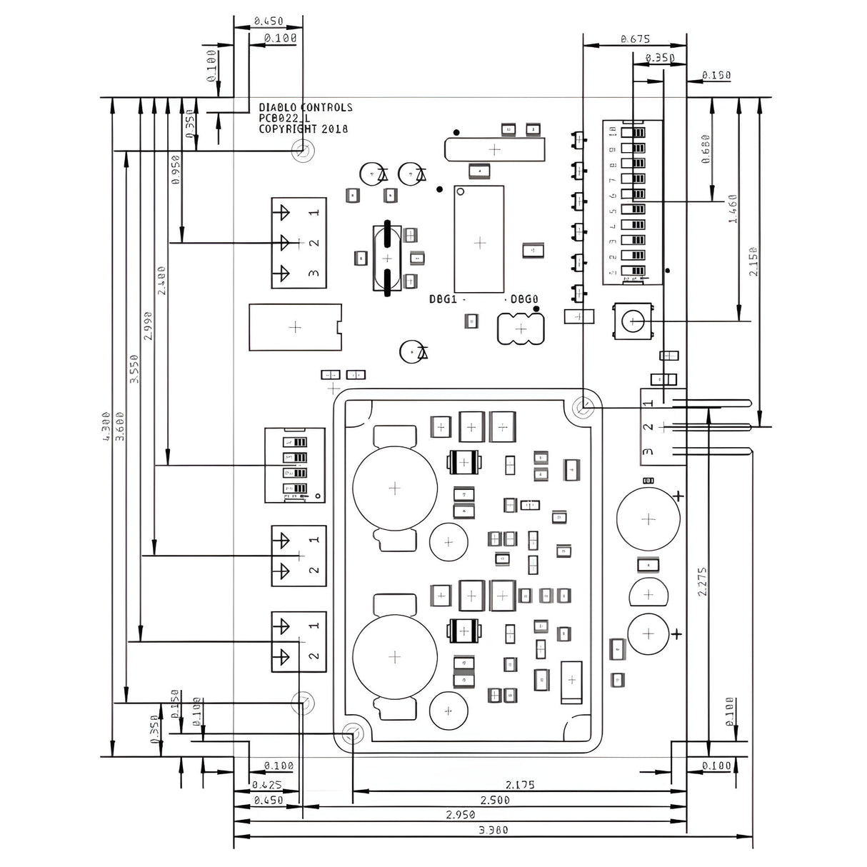 Diablo DSP-22-2 Loop Detector, dimensions