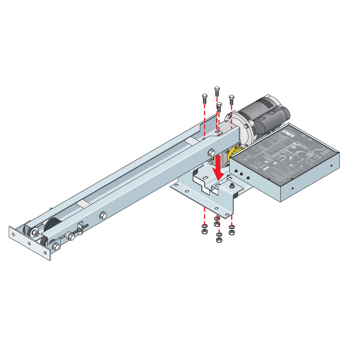 Doorking 1175-380 Overhead Gate Operator Assembly (Rail Not Included)