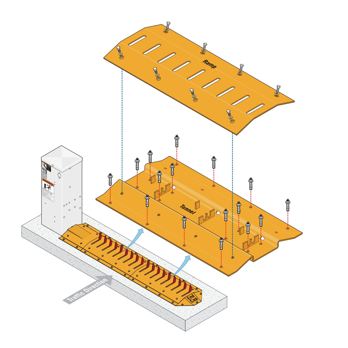 Doorking 1603-380 Auto-Spike Barrier Gate Opener illustration