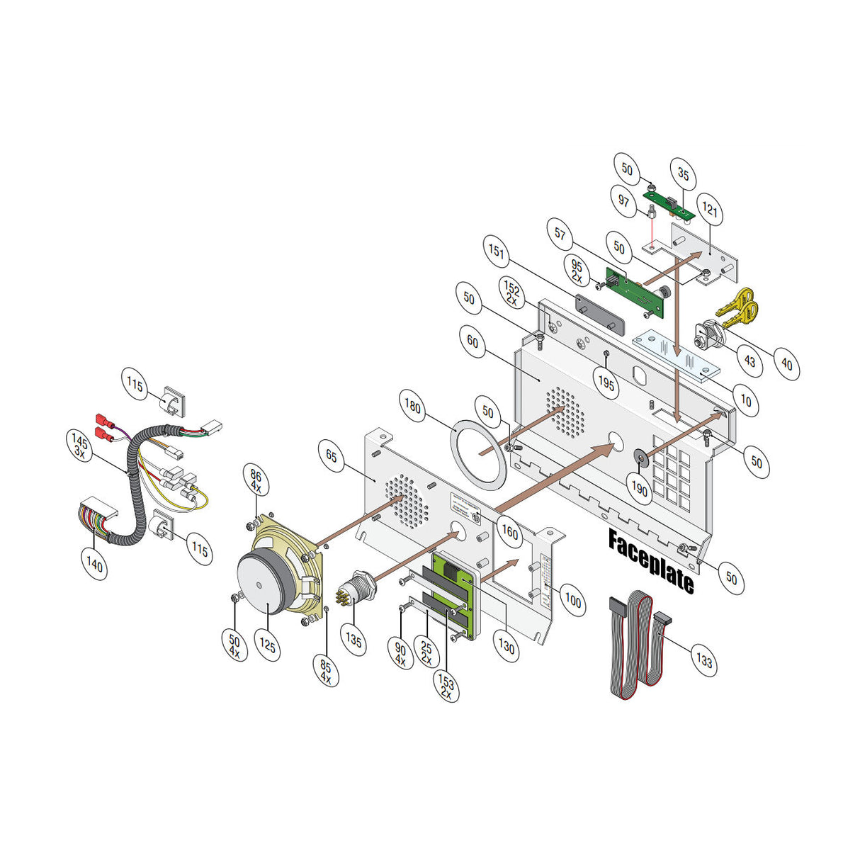 Doorking 1895-017 Numerical Keypad Replacement, parts diagram