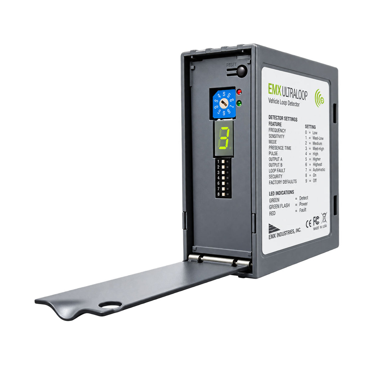 EMX ULTRA-MVP-2 Dual Channel Vehicle Loop Detector, front cover open | Elitegates.net