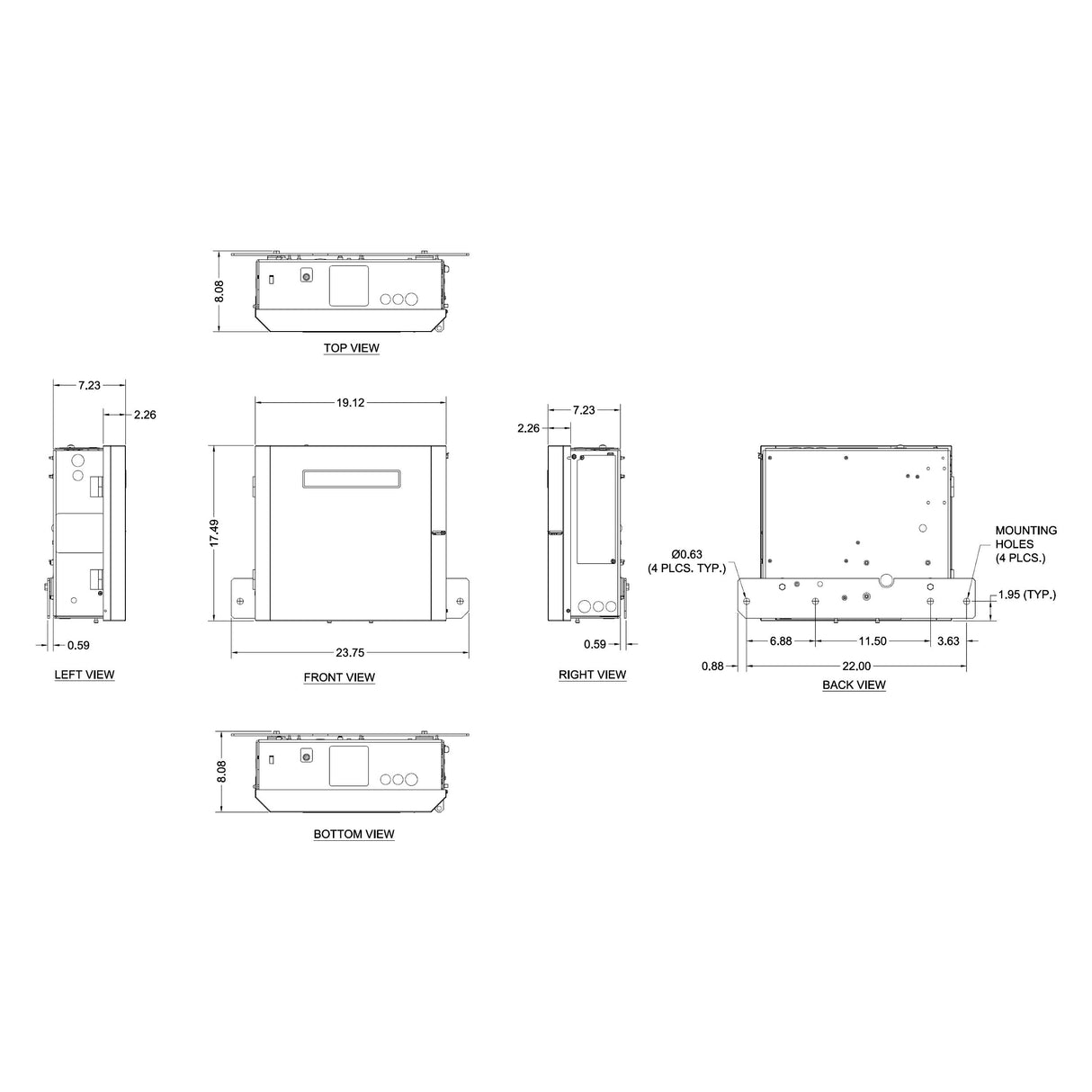Liftmaster HCTDCUL Overhead Gate Opener, dimensions