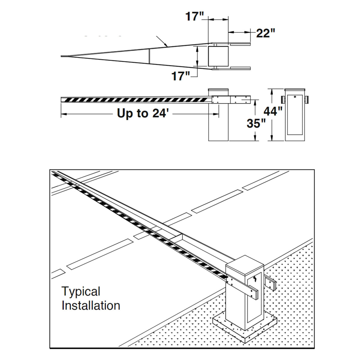 Liftmaster K65-1208 Wishbone Arm dimensions