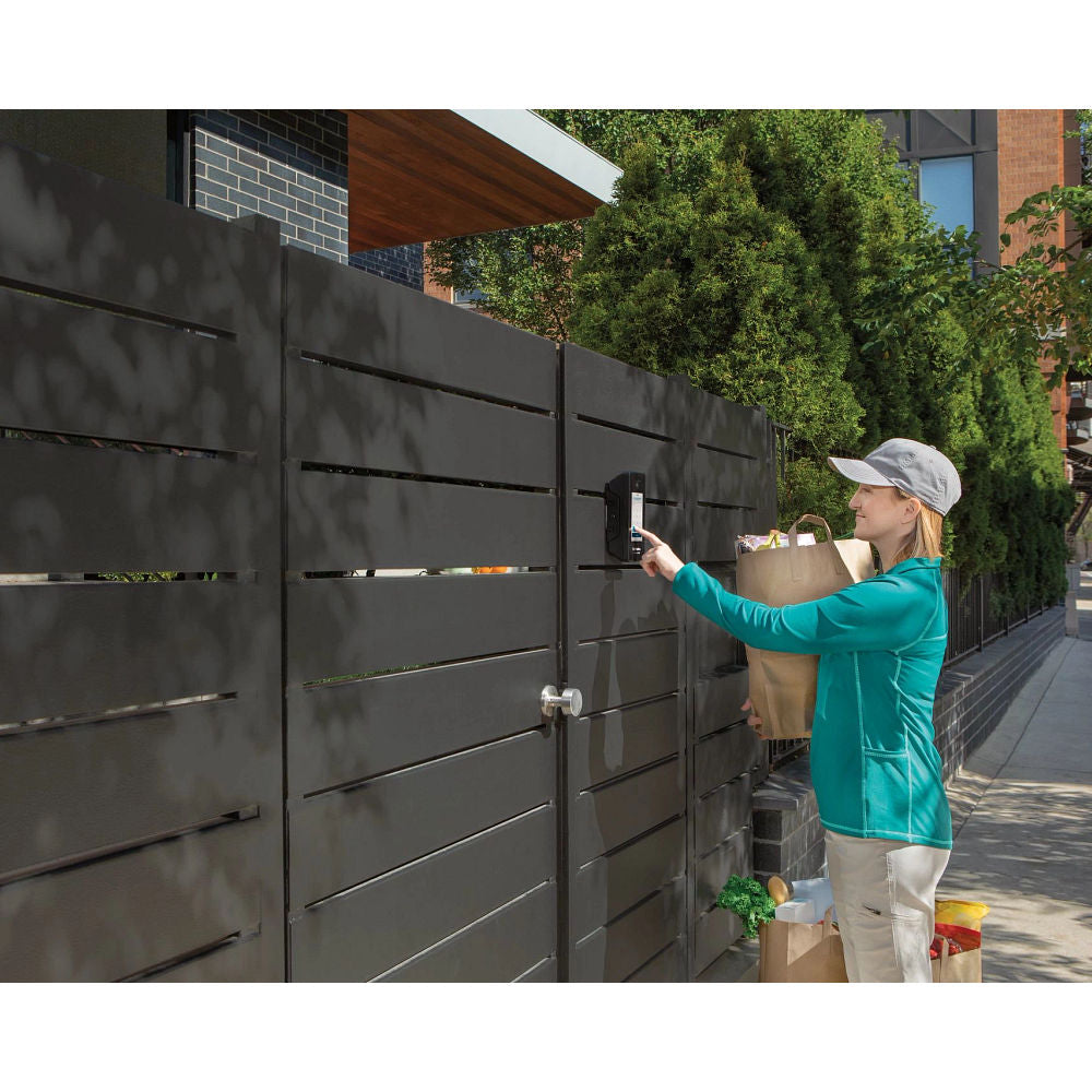 Liftmaster CAPXS showing a delivery person using the intercom