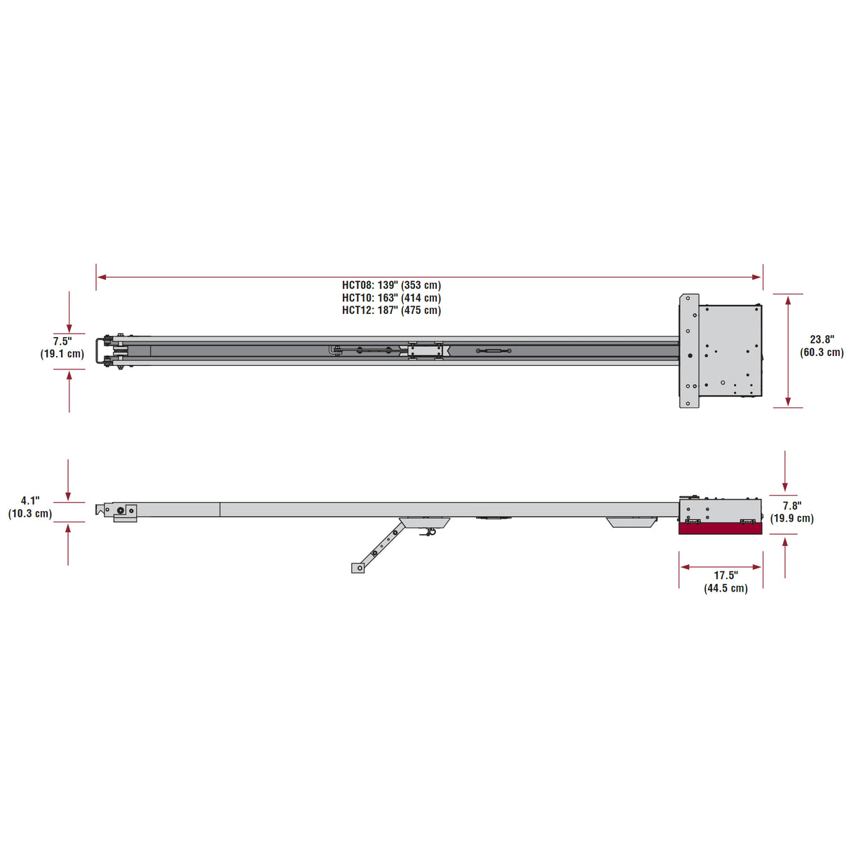 Liftmaster HCT08 Rail Dimensions