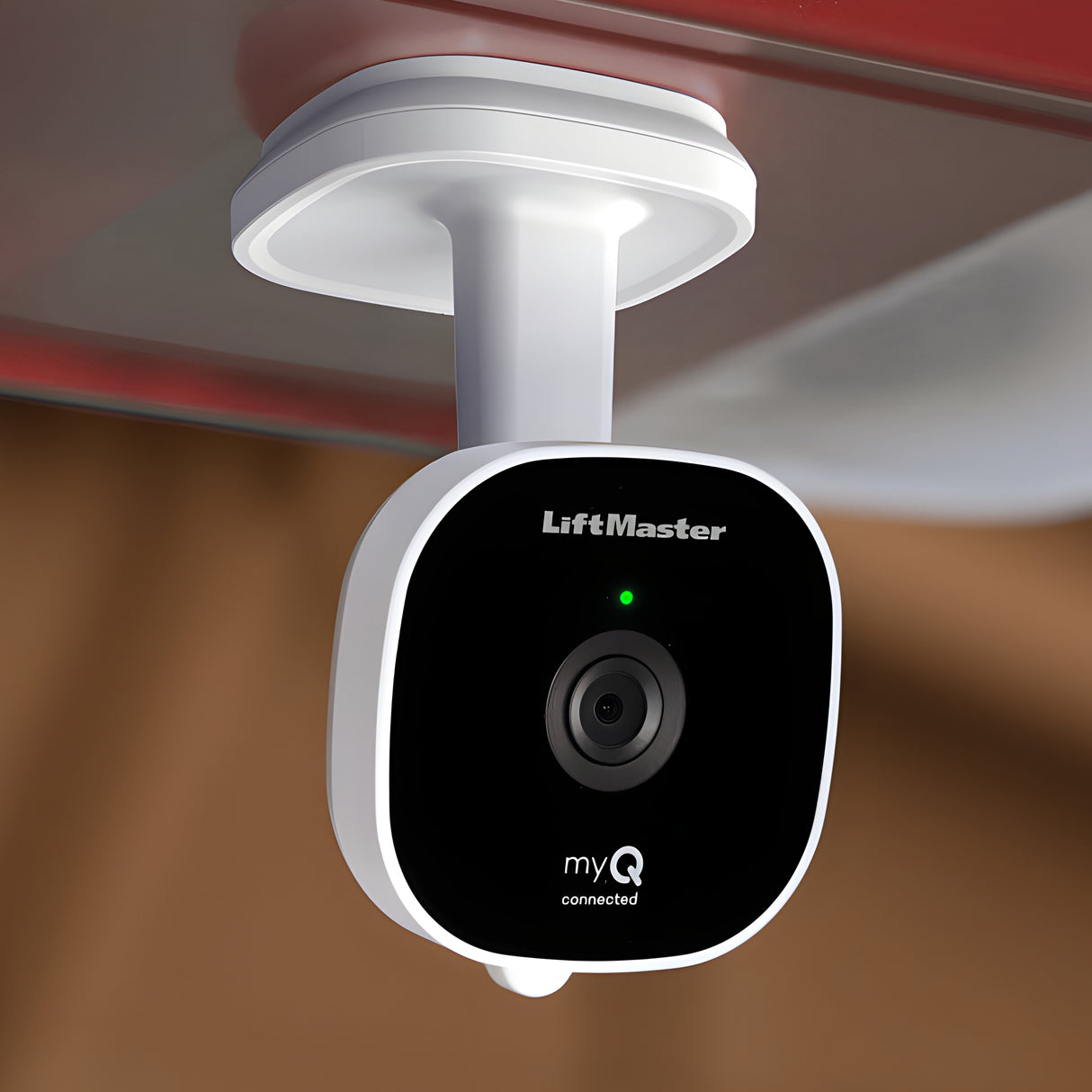 Liftmaster MYQ-SGC2WLM shown mounted on a garage door opener