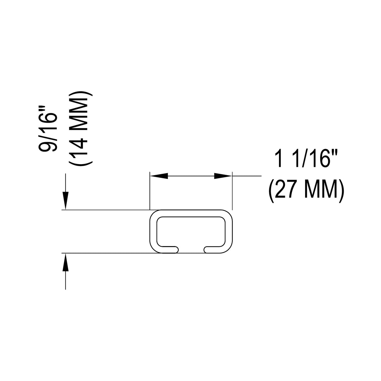 Miller Edge ME120-C Aluminum Mounting Channel, dimensions