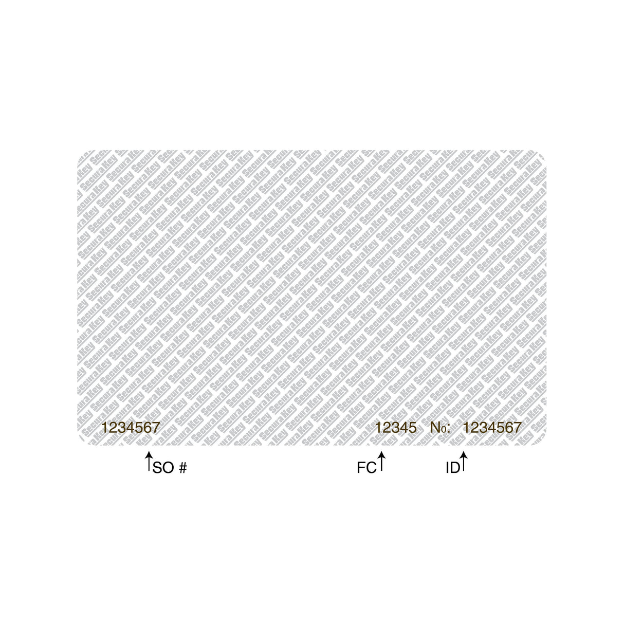 SecuraKey SKC04 Touchplate Access Card, back of card showing facility code sample