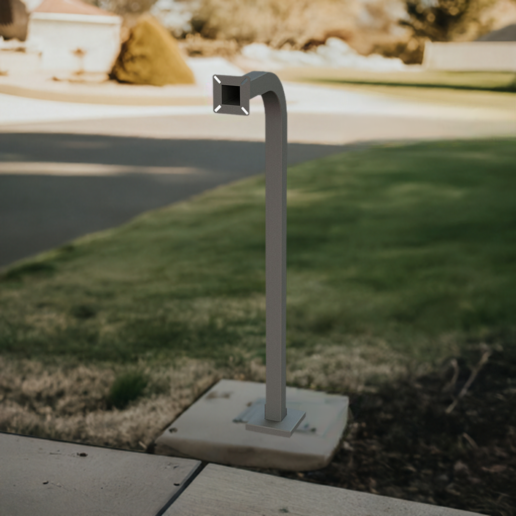 Gooseneck post pedestal on side of driveway