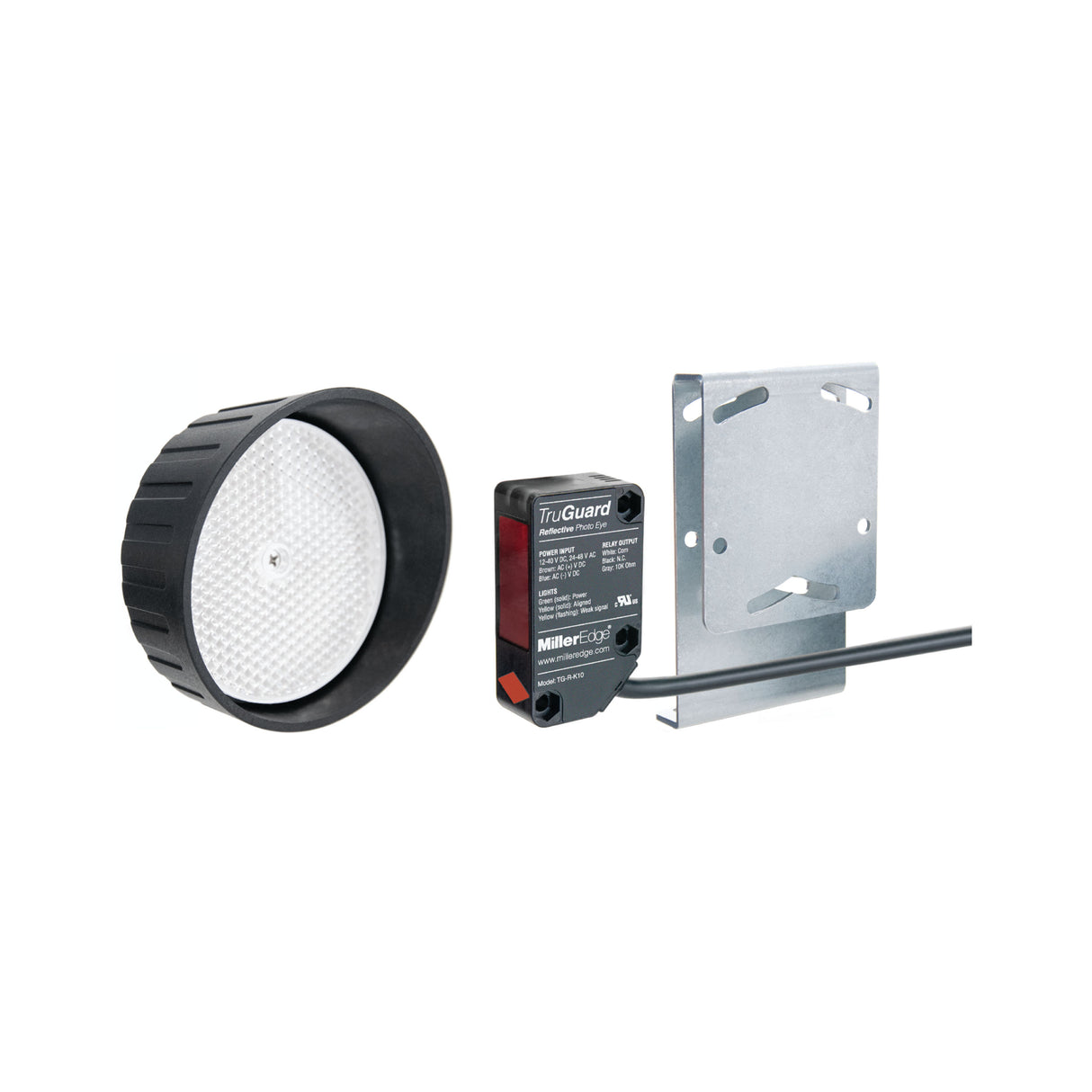 Sensor fotoeléctrico reflectante Miller Edge TG-R-K10 para seguridad de portones