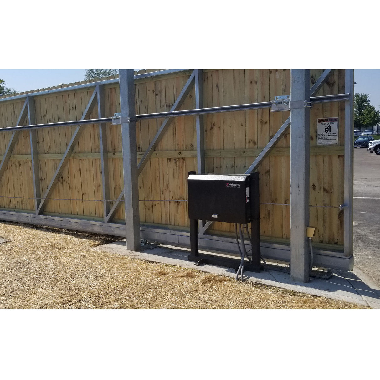 HySecurity SlideSmart HD Slide Gate Opener (shown on wood gate)