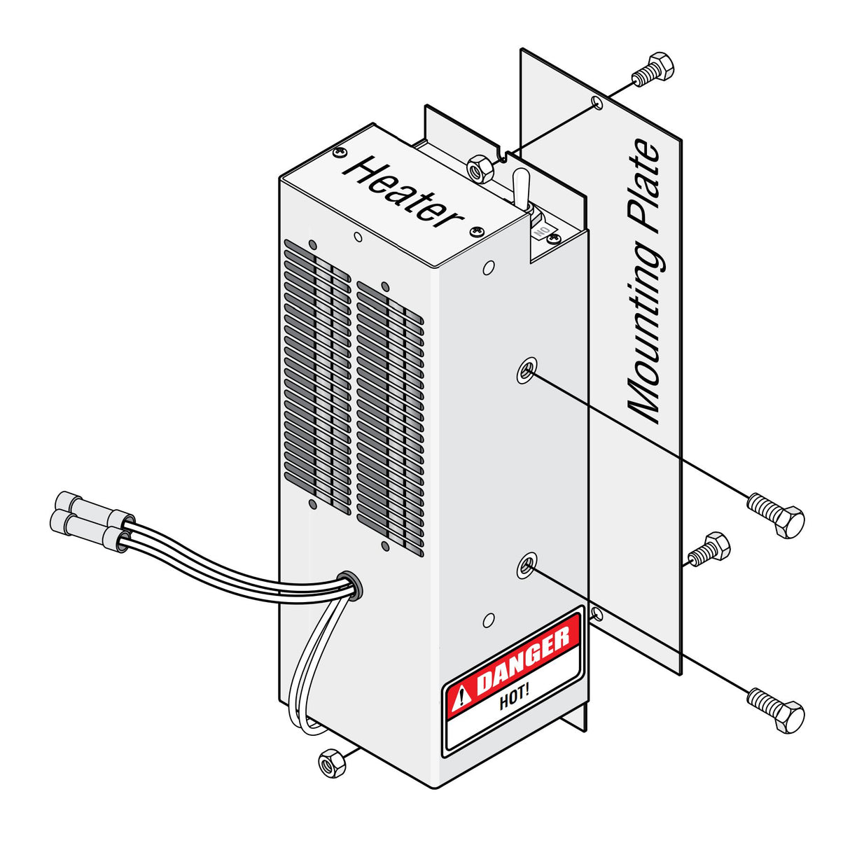 Doorking 1601-198 Heater Kit, shown with mounting plate