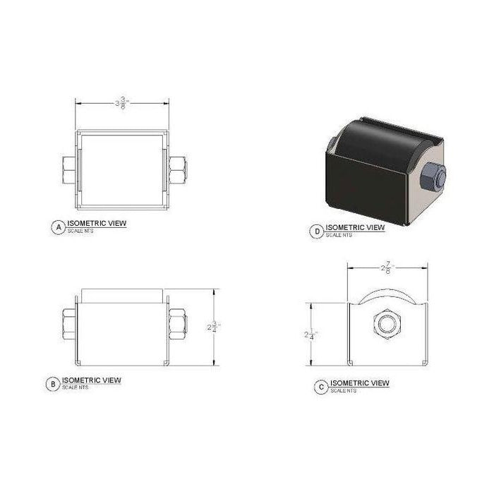 Liftmaster 22413GR Shielded Guide Roller - 3", dimensions