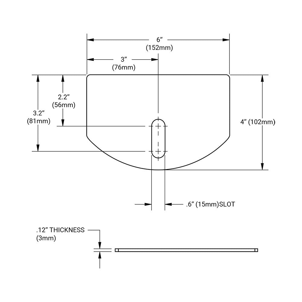 D&D CI2140 Carriage Plates 4" Dimensions