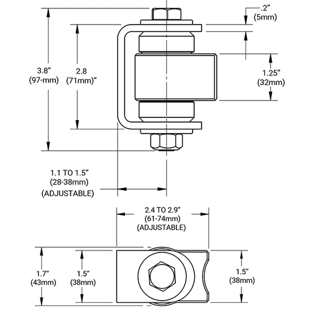 D&D CI3100 Gate Hinge Dimensions