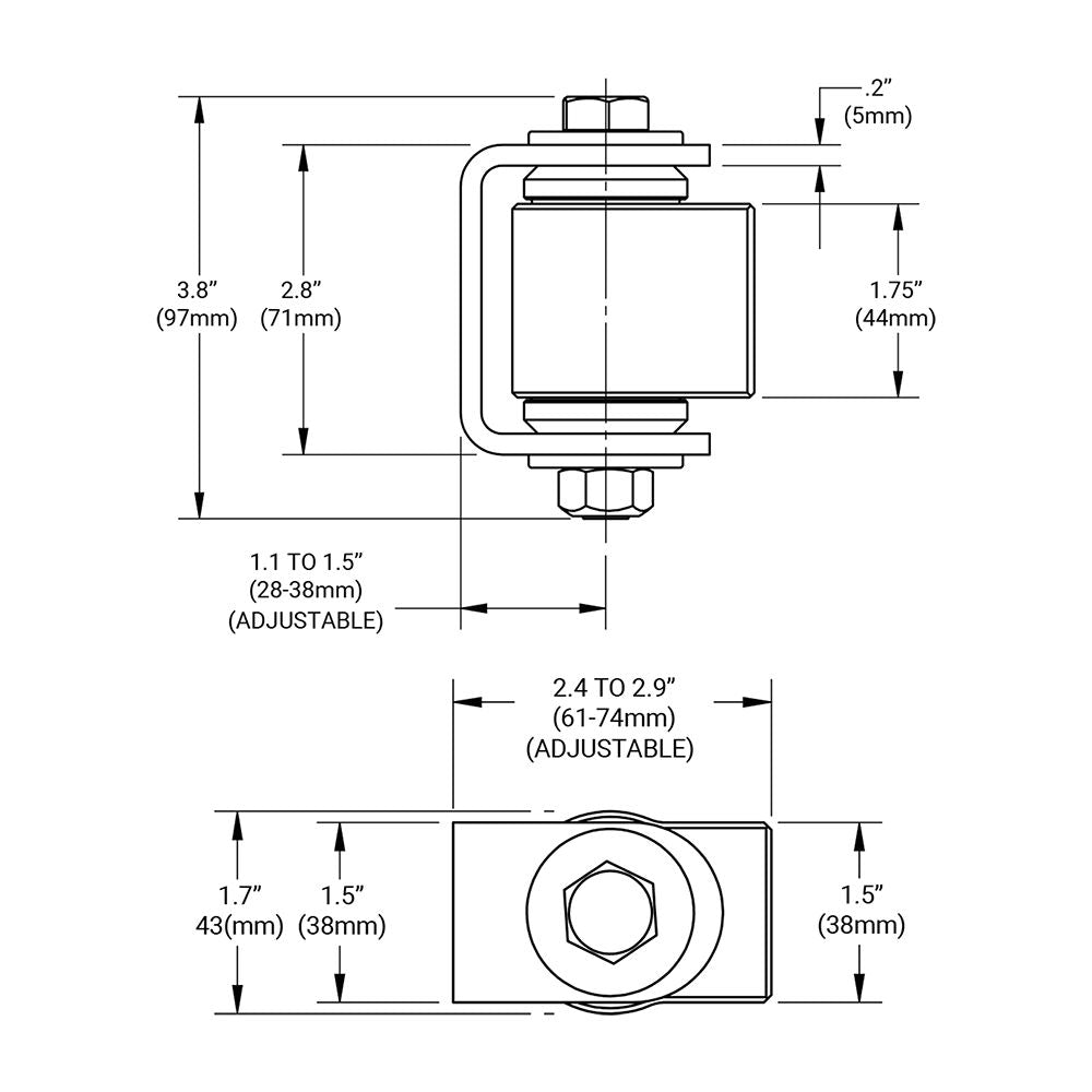 D&D CI3500 Gate Hinge Dimensions