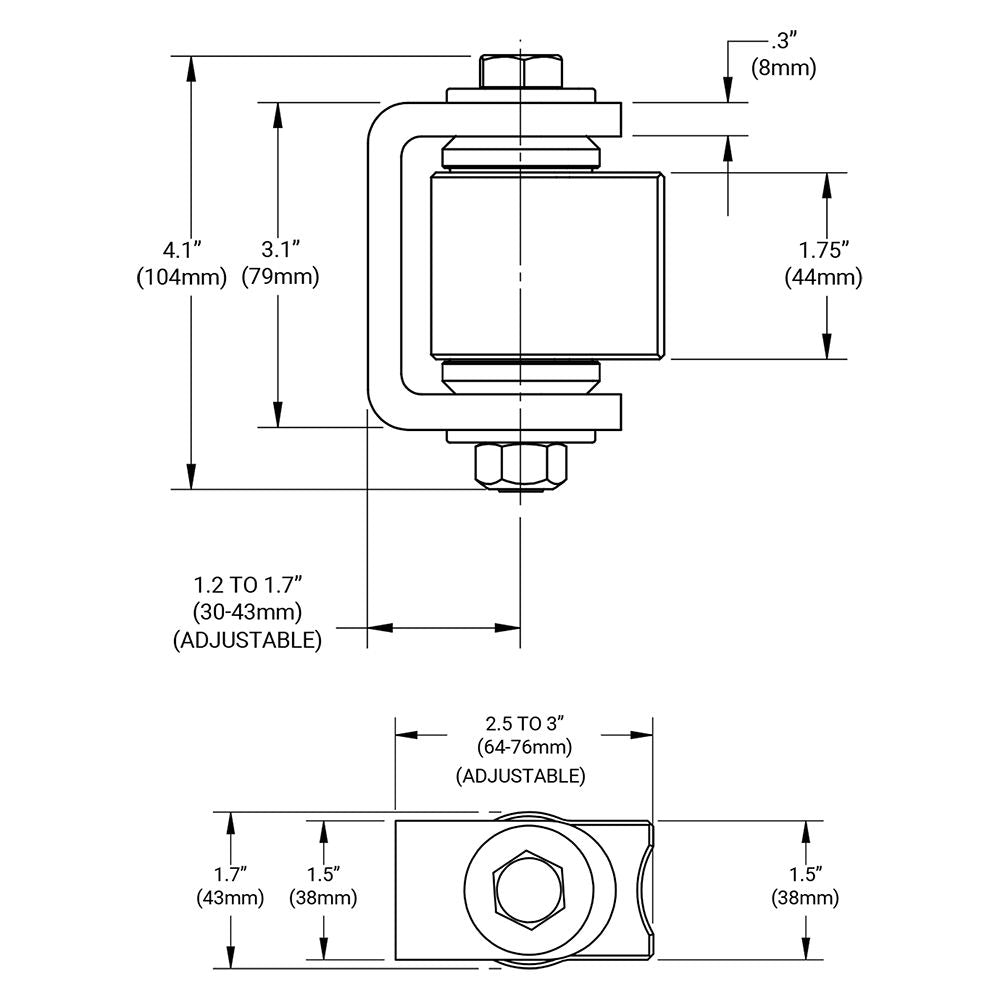 D&D CI3520 Gate Hinge Dimensions