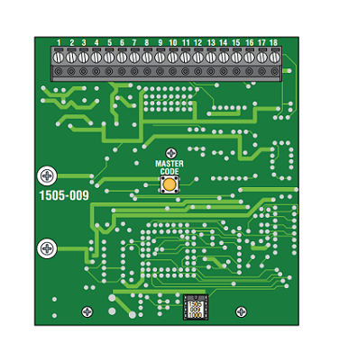 Doorking 1505-009 showing the back of the board