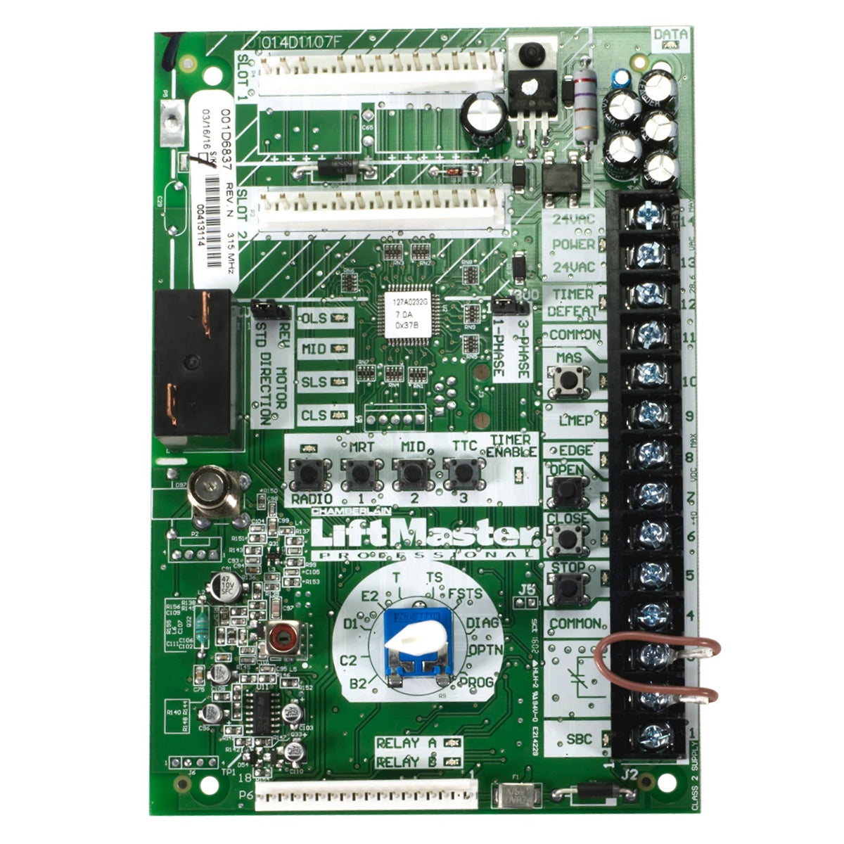 LiftMaster K001A6837 Logic Board, L4 at Elitegates.net. Compatible with LiftMaster Logic 4.0 commercial door operators. Genuine replacement part.