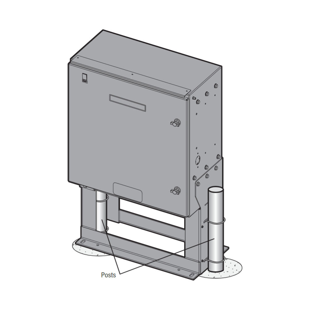 Liftmaster MRIN Riser Stand illustration with posts