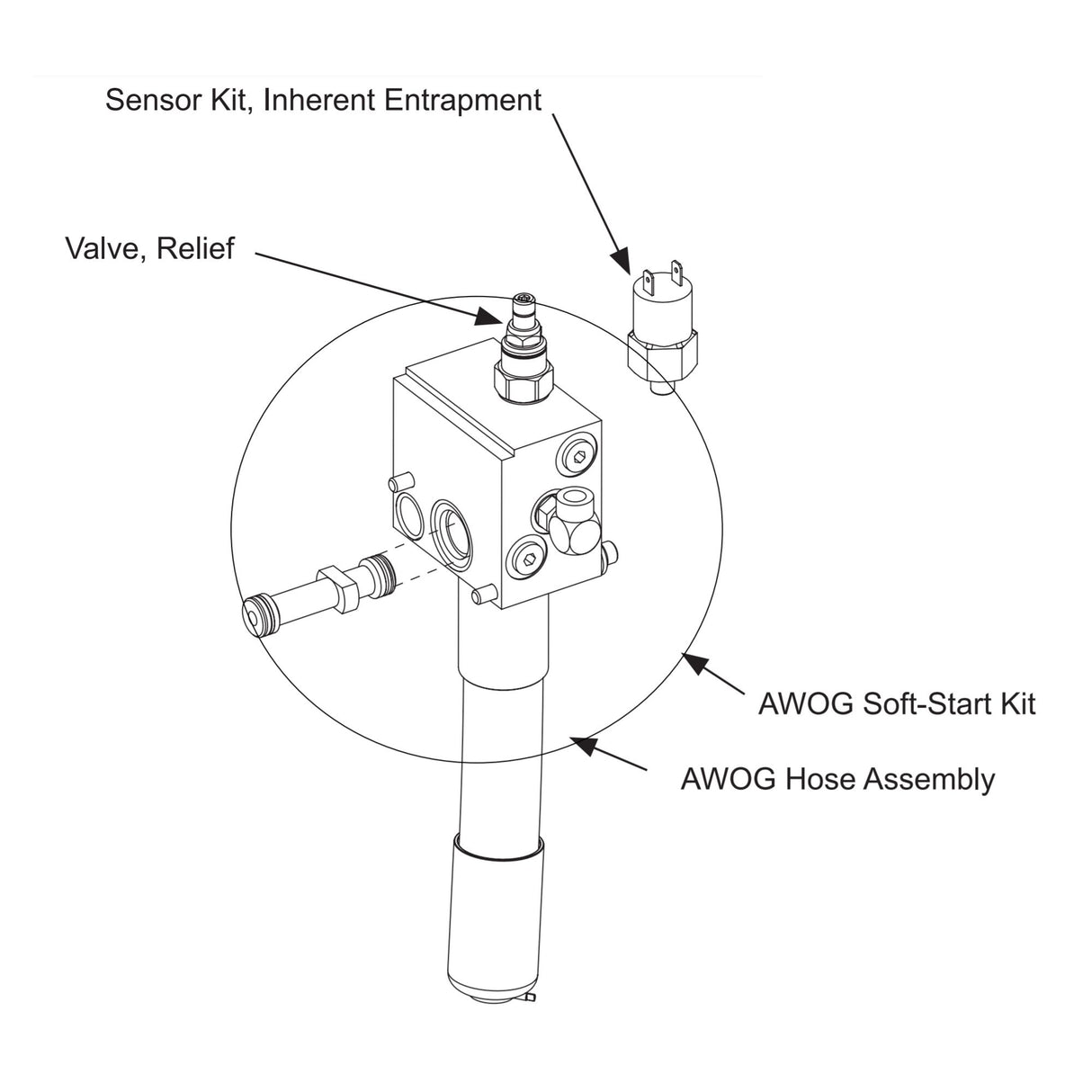 Hysecurity MX000480 Válvula de alivio de operadores de arranque suave de alta presión