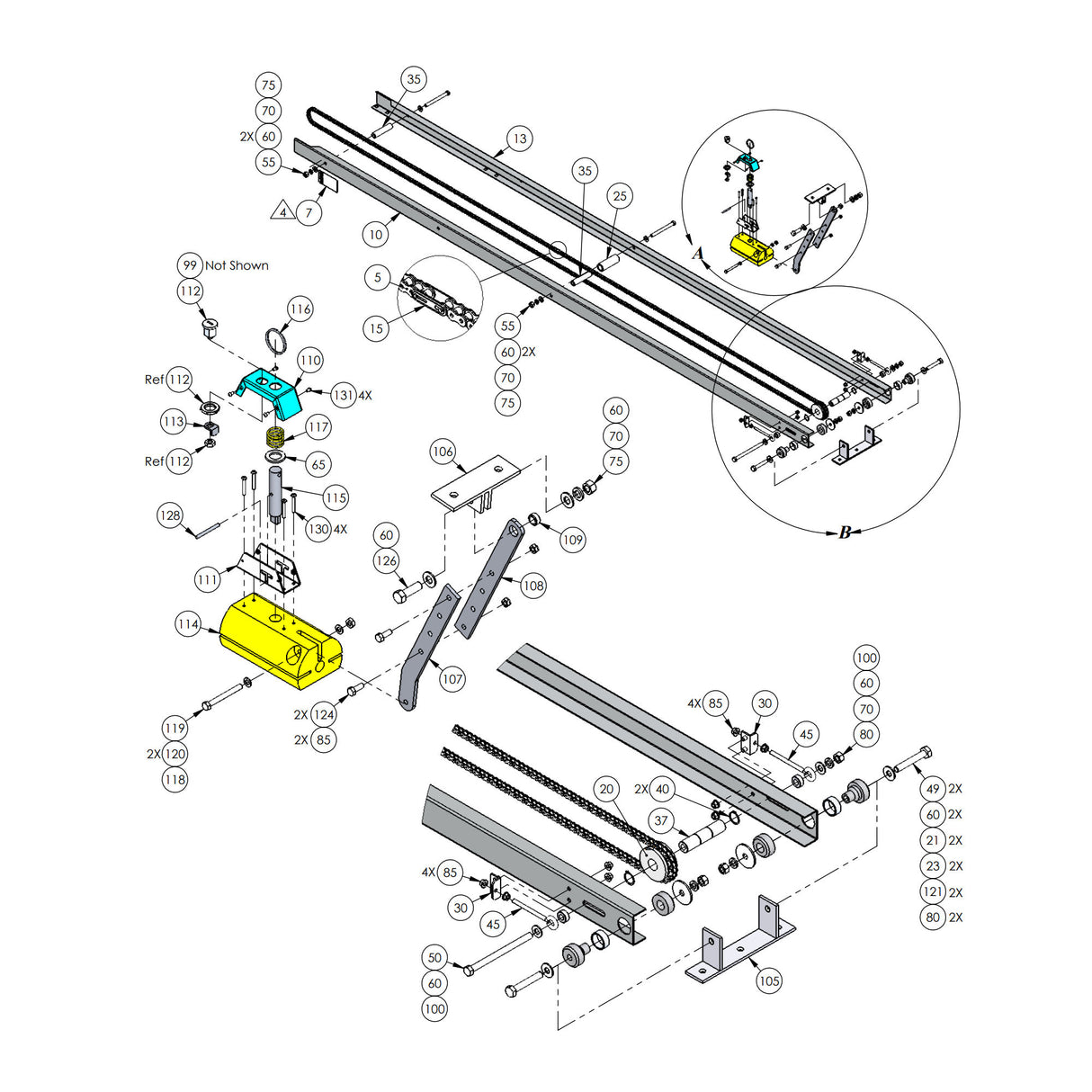 Doorking 1150-225 Rail Assembly For 8 Ft. High Gate