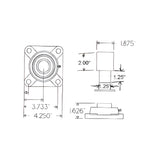 Doorking 1200-010 Replacement Bearing, dimensions