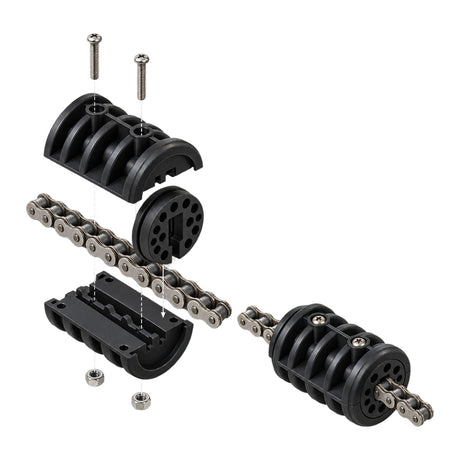 Doorking 2600-271 Chain Stop for #40 & #41 Chains, showing installation process | Elitegates.net