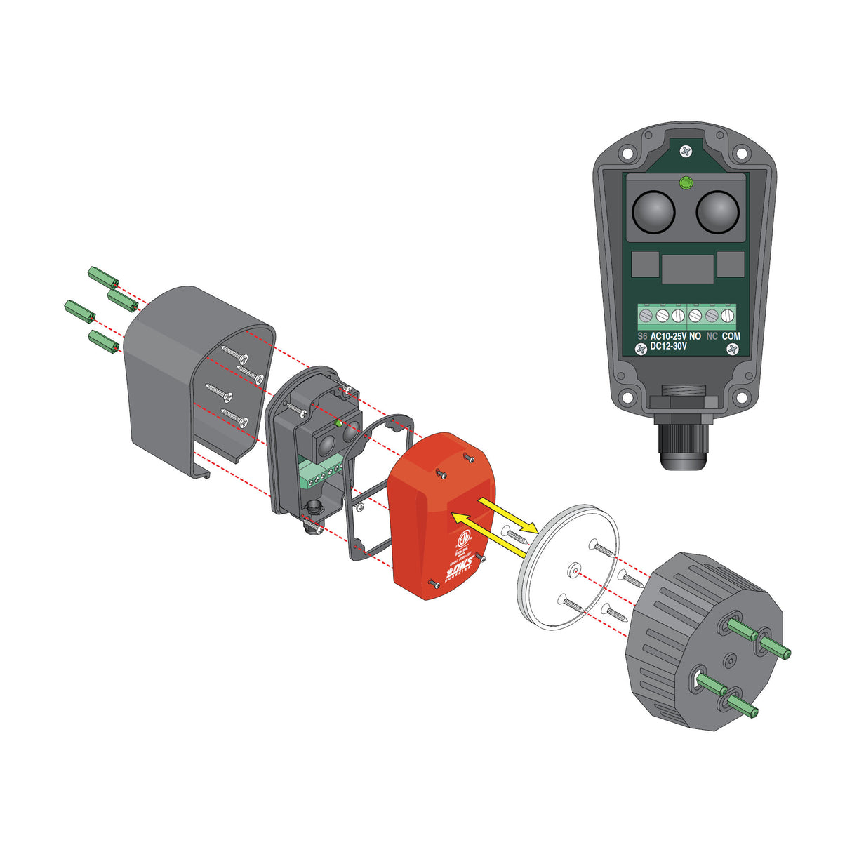 Doorking 8080-057 Monitored Photoeye, installation illustration