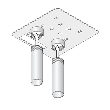 Doorking 9000-014 Stand Pipe Mount shown with pipes