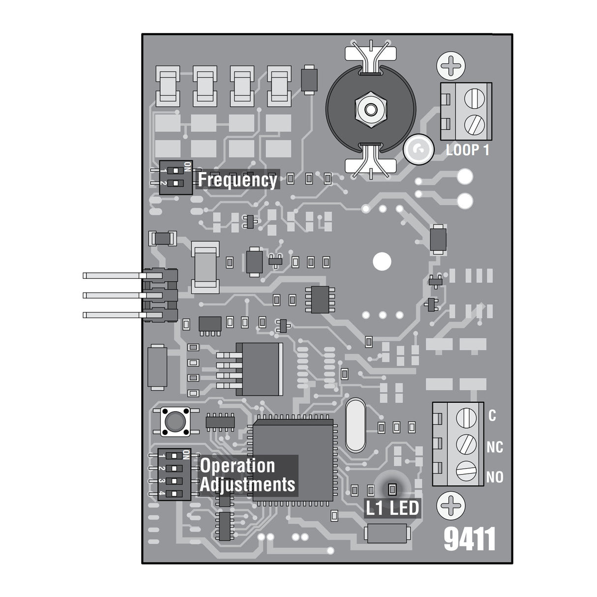 Doorking 9411-010 Plug-In Loop Detector B&W Drawing