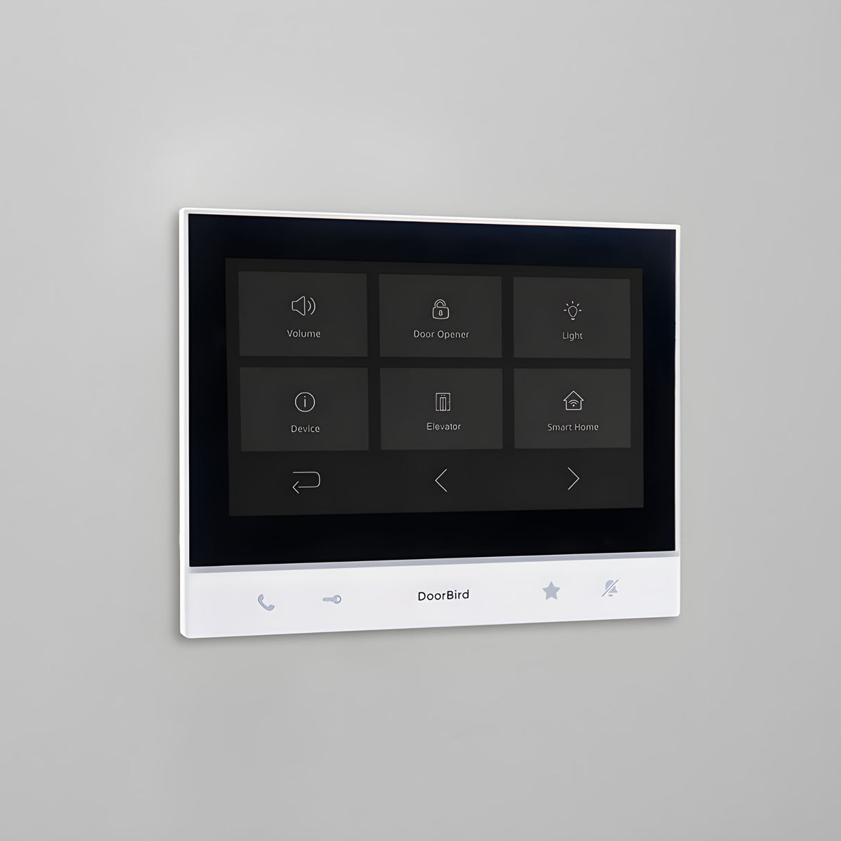 DoorBird A1103 WiFi IP Video Indoor Station, White Edition mounted on a wall | Elitegates.net