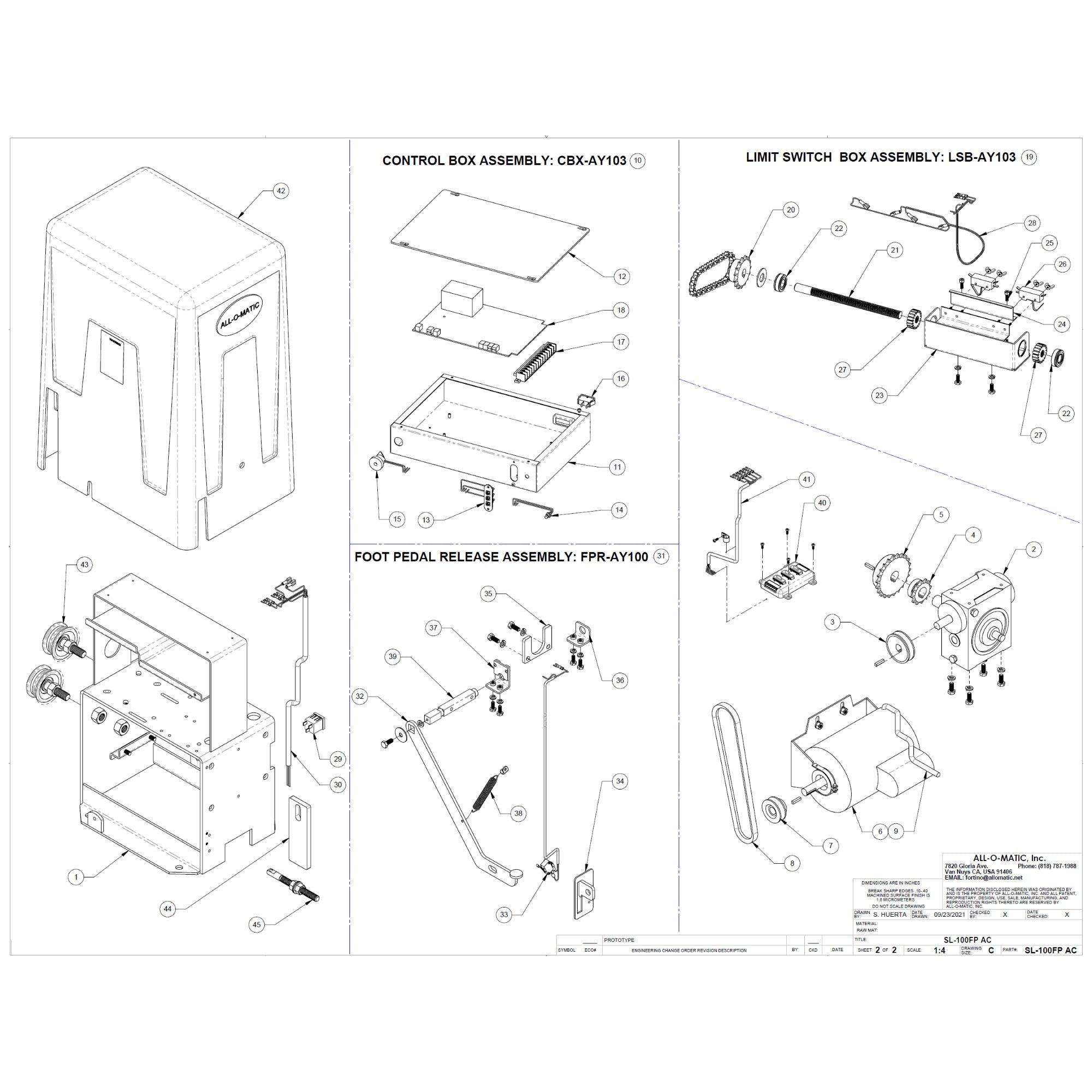 Allomatic SL-100FP AC Repair Parts Diagram | Elitegates.net