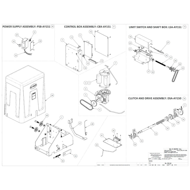 All-O-Matic SL-150 AC Repair Parts  Diagram | Elitegates.net