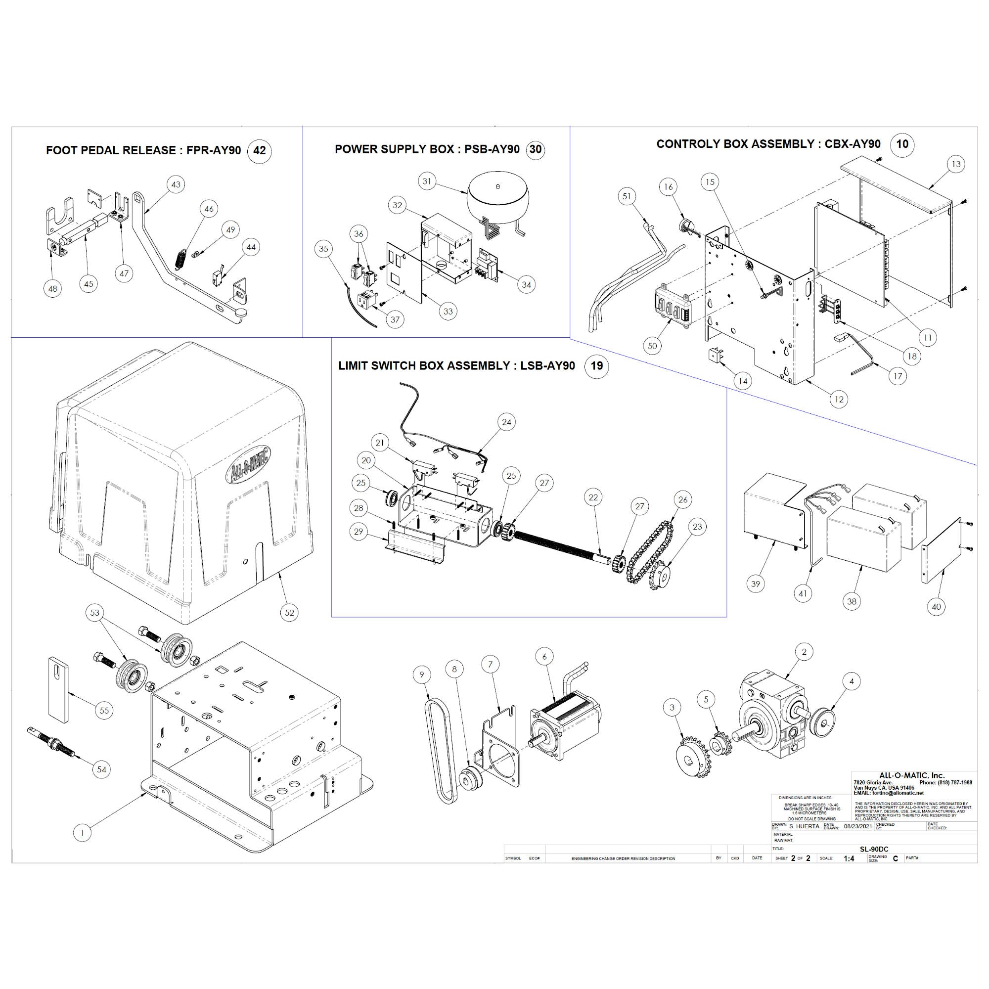 Allomatic SL-90DC Repair Parts Diagram | Elitegates.net