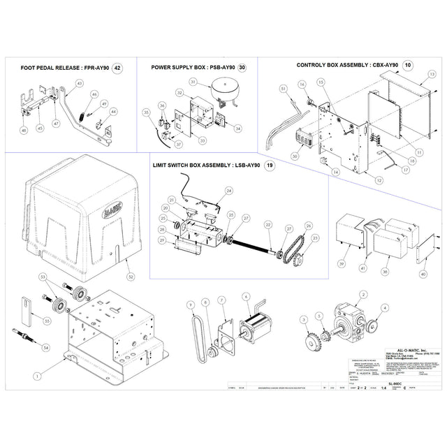 Allomatic SL-90DC Repair Parts Diagram | Elitegates.net