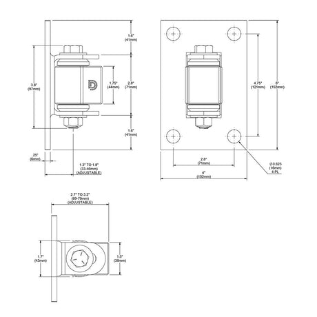 D&D CI3740 Hinge dimensions