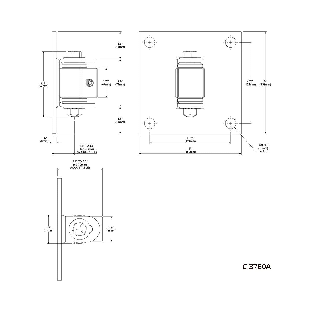 D&D CI3760A hinge dimensions